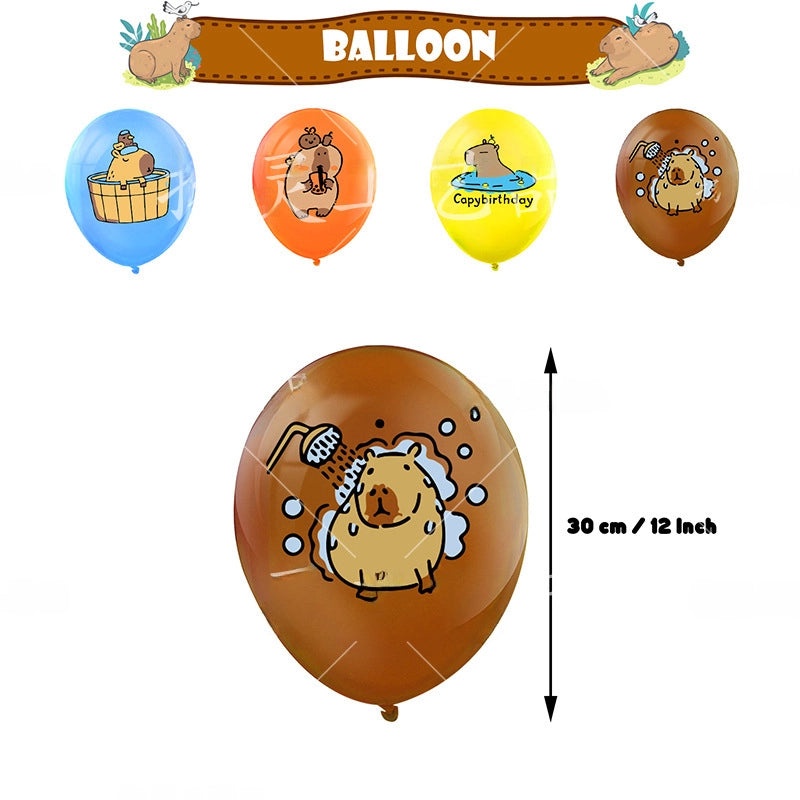 Capybara Birthday Party Decorations Balloon Banner Cake Topper Hanging Spin Capybara Theme | Party Supplies