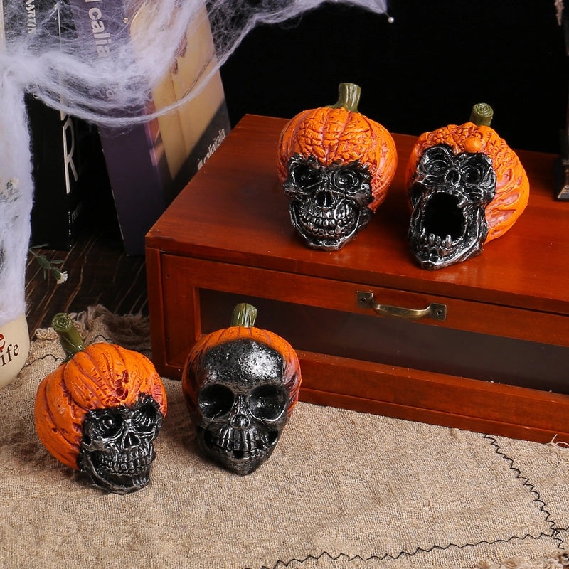 Halloween Resin Pumpkin Skull Ornaments for Hip-Hop Party Decor|Home Decor