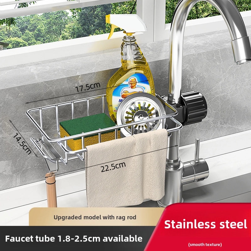 Punch-Free Kitchen Sink Faucet Organizer Rack | Kitchen Storage & Organization