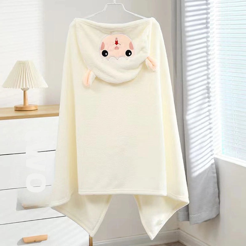 Soft Coral Fleece Kids Hooded Bathrobe Quick Dry Absorbent Baby Towel|Children's Bathrobes & Towels