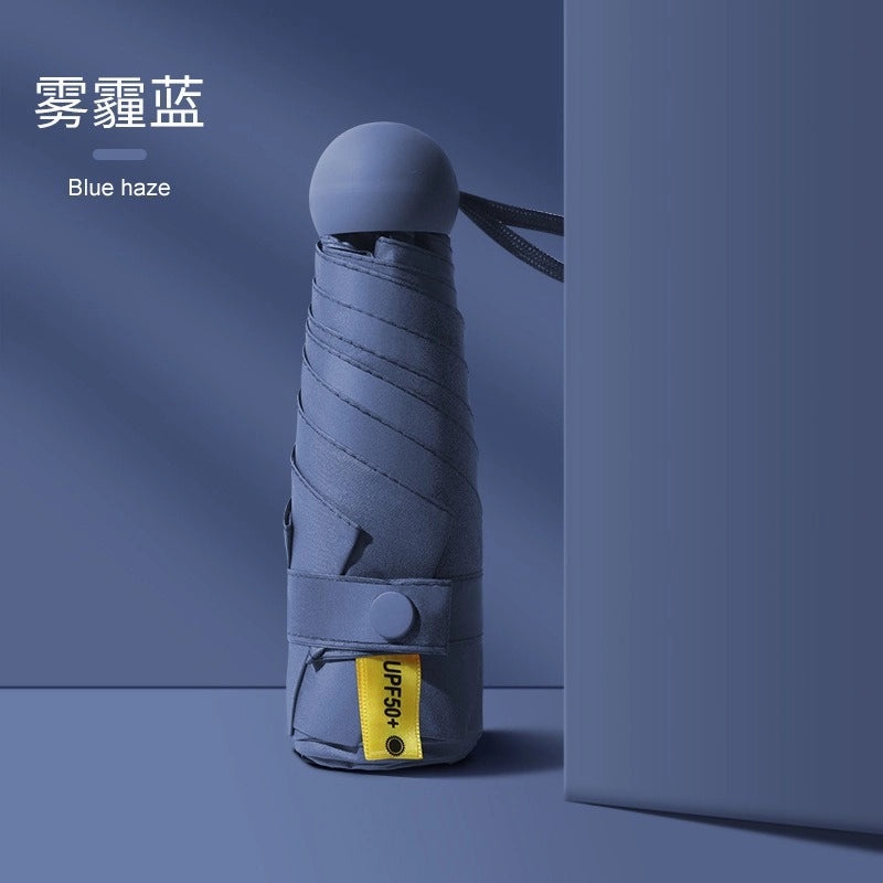 Contrast Color Folding Umbrella UV Protection Five-Rib Lightweight Compact Rain and Sunshade for Women|Umbrellas & Rain Gear