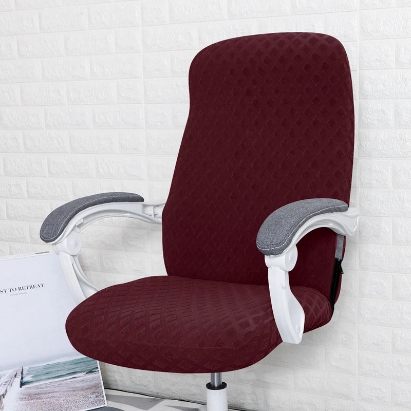 Knitted Jacquard Elastic Office Chair Cover with Pineapple Grid Pattern for Rotating Armrest Computer Chair|Office Furniture Accessories