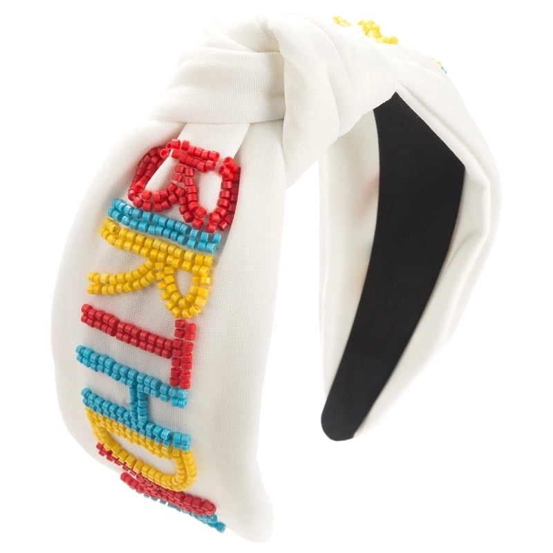 Classic Women's Vacation Beaded Hair Band with Alloy Letters and Cloth Seed Beads|Hair Accessories