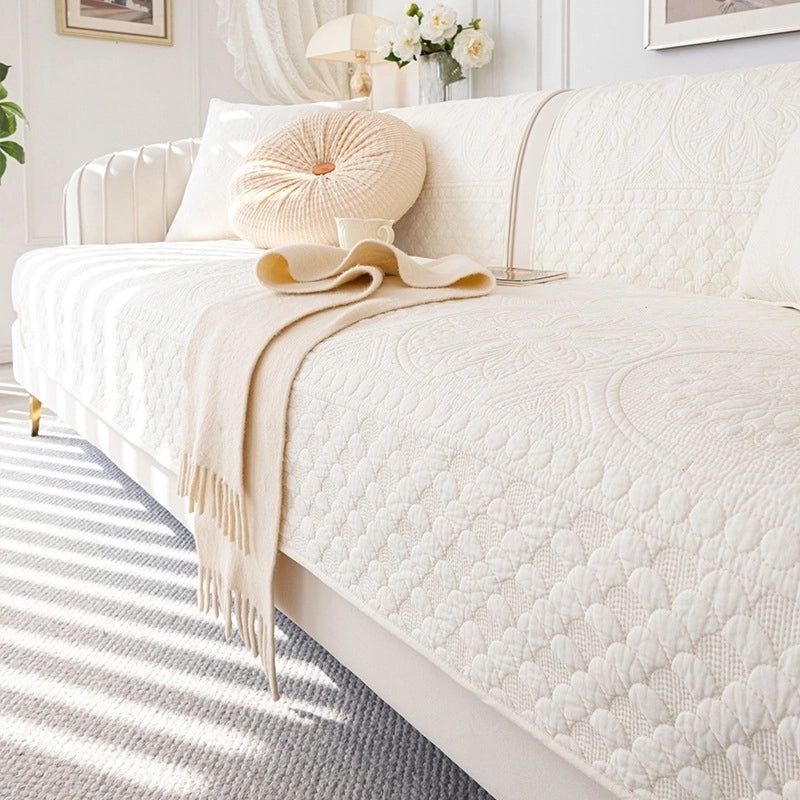 Japanese Korean Style Cream Cotton Sofa Cushion Four Seasons Non-Slip Universal Sofa Cover|Home Decor