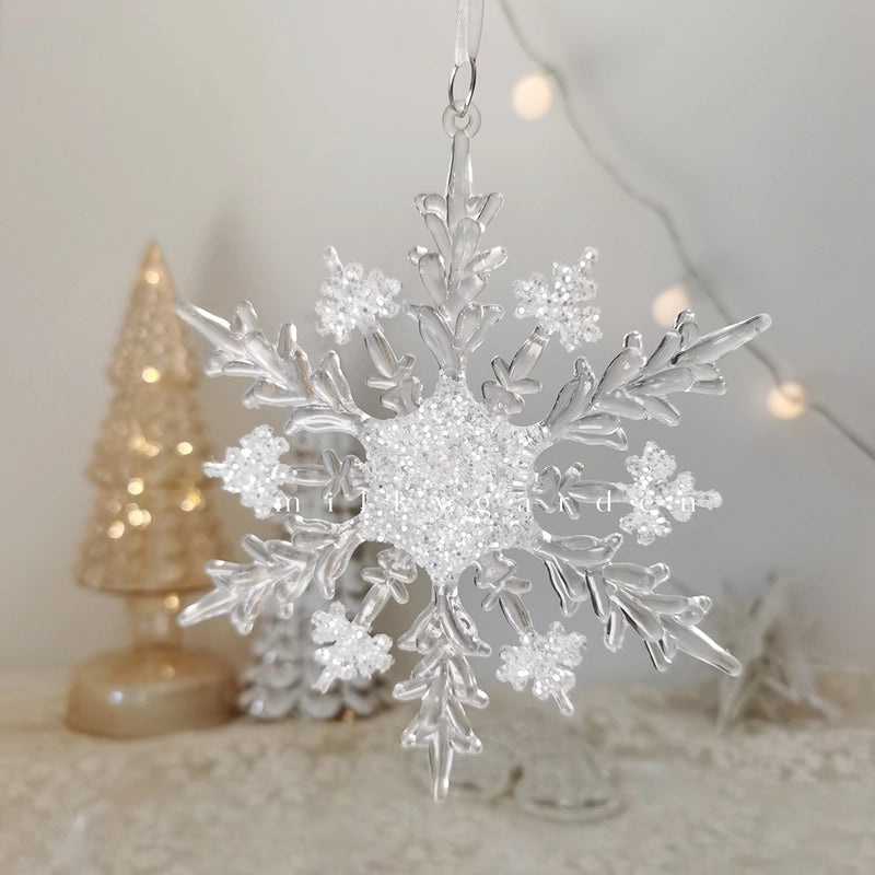 Milky Garden Glitter Christmas Tree Pendant Snowflake Star Angel Garland Hanging Ornament|Christmas Decorations