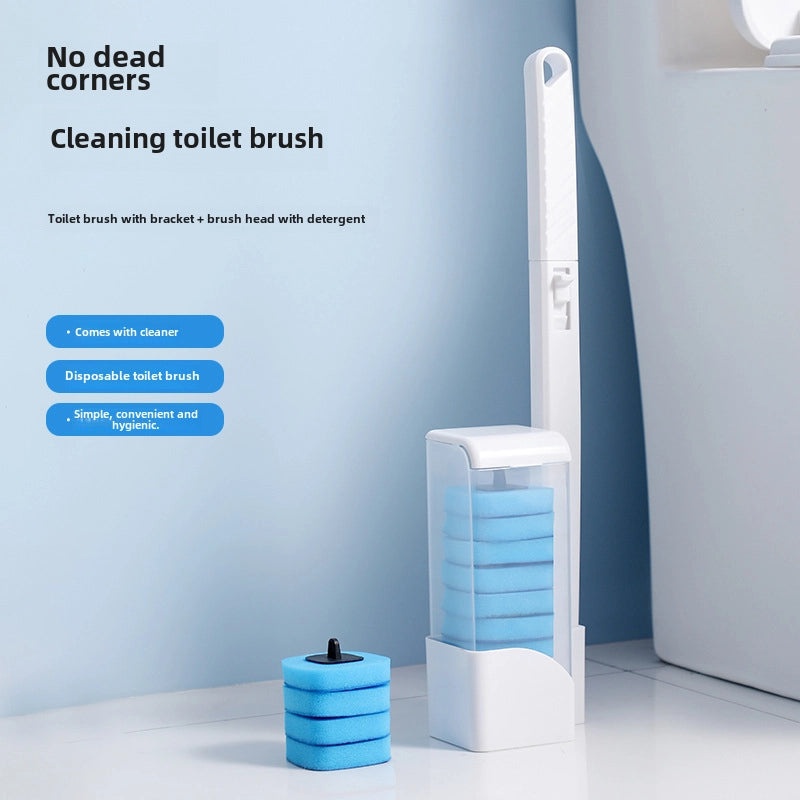 Disposable Wall-Mounted Toilet Brush with Deodorizing Sponge and Bottom Holder for Easy Cleaning|Home Cleaning Supplies