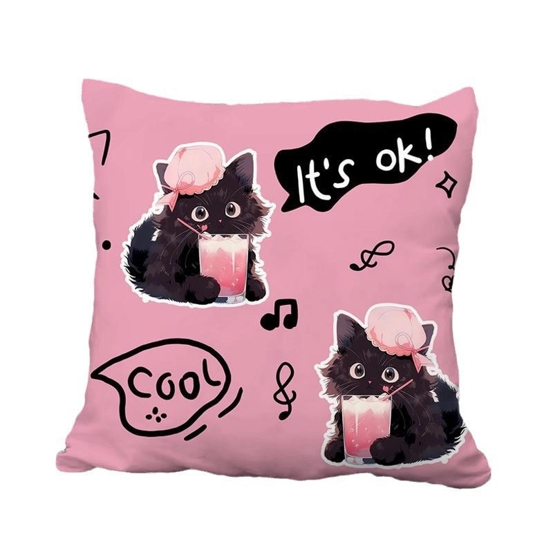 Minimalist Cat Letter Plush Throw Pillow with PP Cotton Filling for Casual Elegant Home Decor|Home Decor