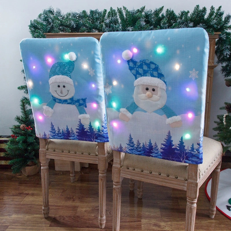 Festive Santa Claus and Snowman Chair Cover for Holiday Decor|Home & Living Decor