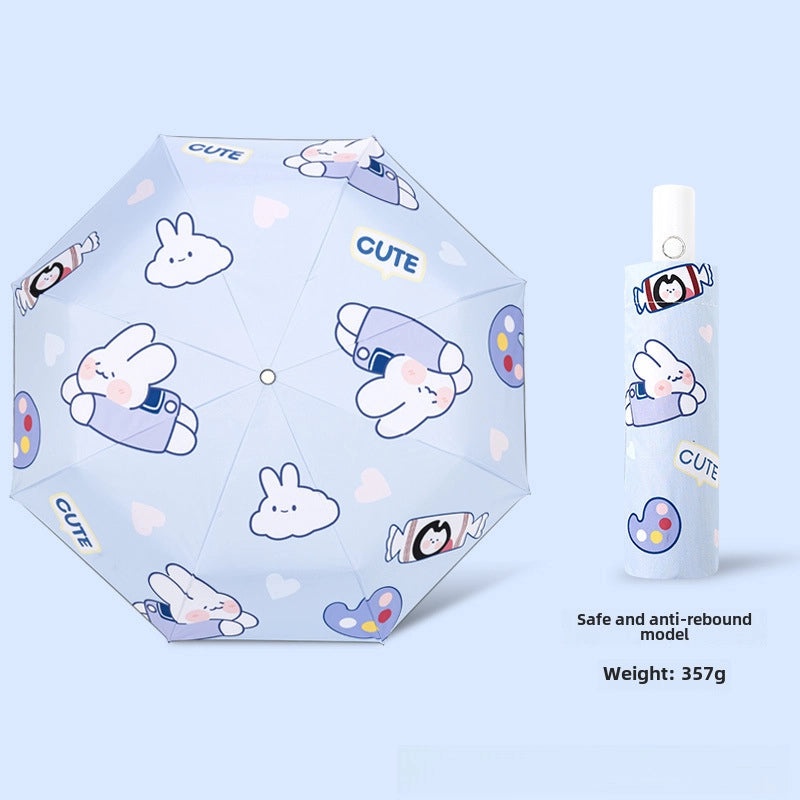 Kids Safety Anti-Rebound Folding Umbrella Cartoon Design Full Automatic Portable Dual-Use for Boys and Girls|Children's Umbrellas