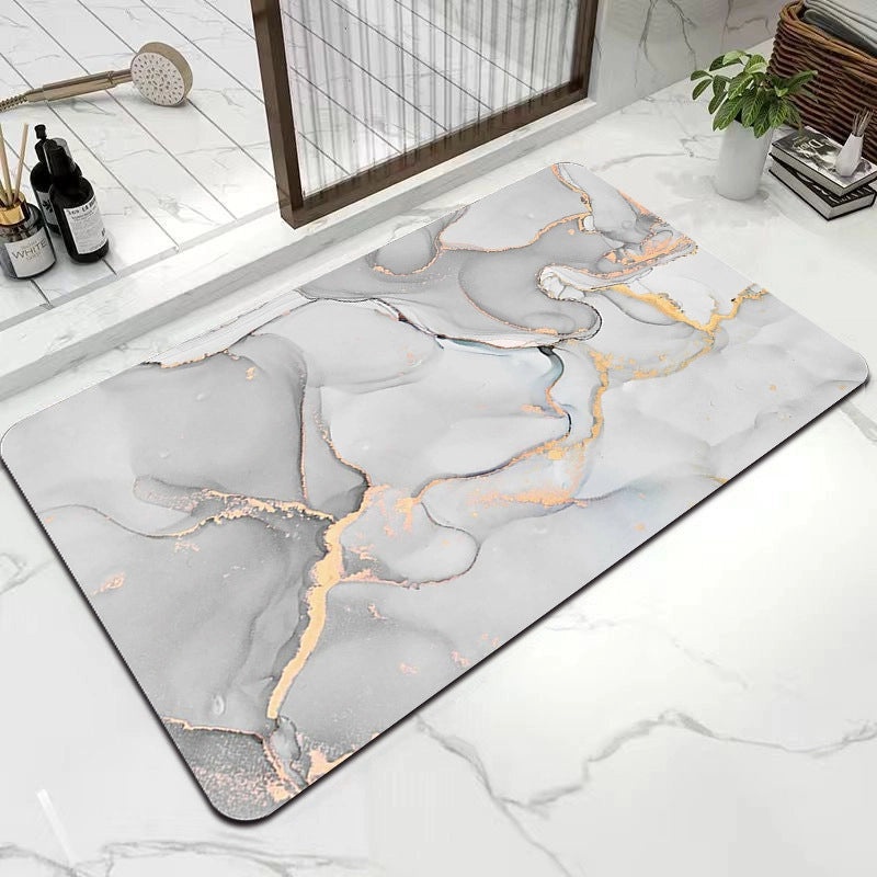 Diatom Mud Absorbent Bathroom Floor Mat Marble Design Large Non-Slip Door Mat | Home & Bath Accessories
