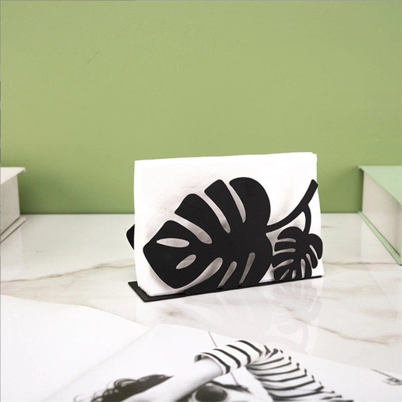 Casual Leaf Design Solid Color Iron Tissue Holder for Home Decor | Home & Living Accessories