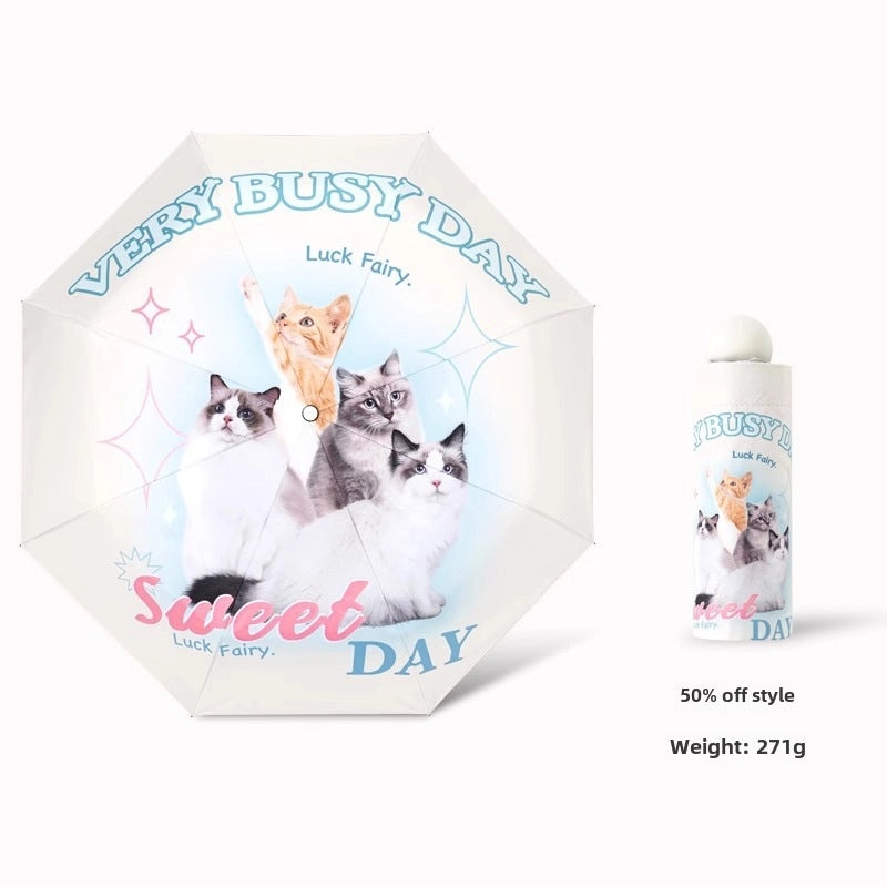 Dual-use Automatic Folding Umbrella for Women | Sun & Rain Protection UV Shield | Portable High-Grade Black Coating | Umbrellas