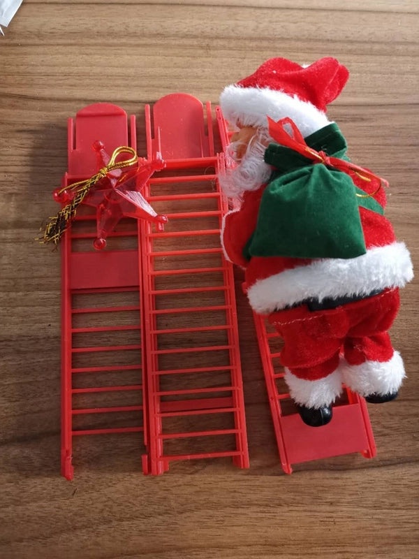 Christmas Fiber Optic Climbing Ladder Red White Double and Single with Santa Deer and Sleigh Decorations|Holiday Decorations