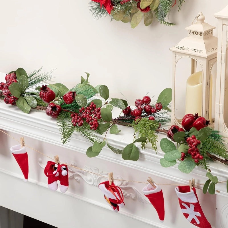 Simulated Eucalyptus Rattan Christmas Wreath Wall Decoration Floral Arrangement|Home Decor & Seasonal Decorations