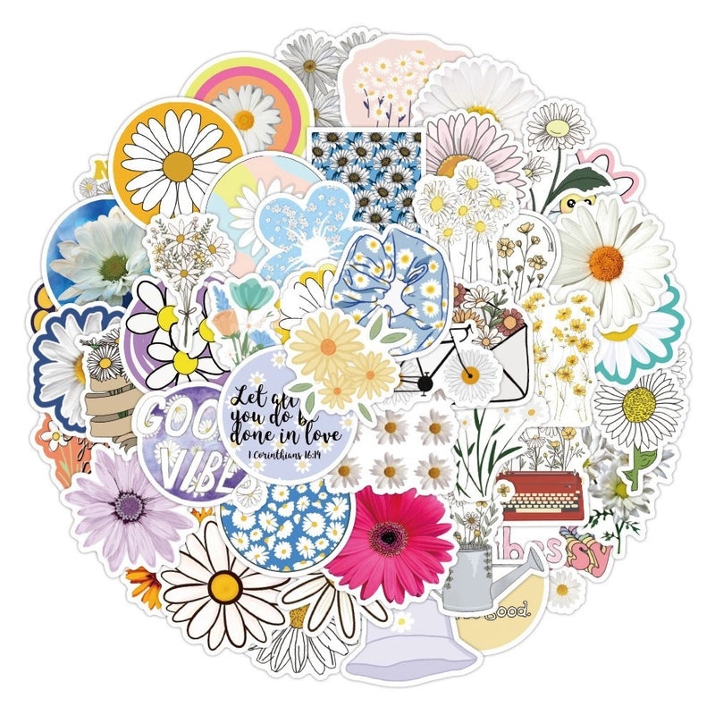 Chrysanthemum Pattern PVC Self-adhesive Stickers Set for School and Home Decor|Stationery & Craft Supplies