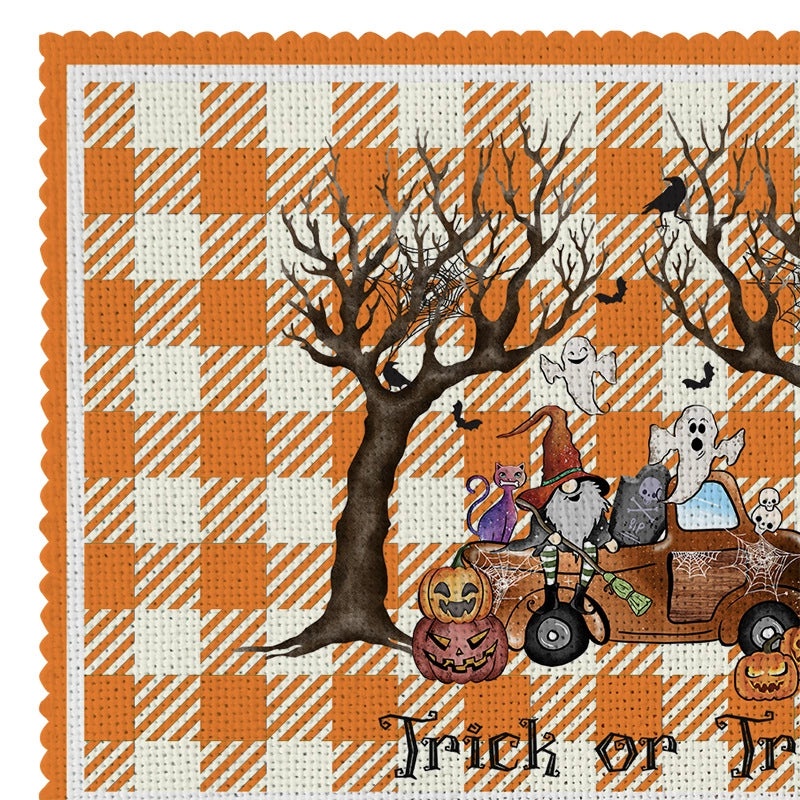 Halloween Pumpkin Skull Polyester Placemat Funny Decorative Dining Mat|Home Decor Tableware