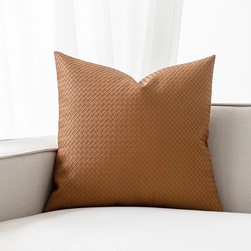 Woven Leather Cushion Cover Soft Luxury Pillow for Modern Living Room Sofa Bedside Decor|Home Decor Cushions Pillows