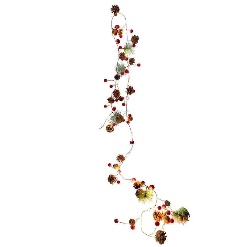 Festive Oval Pine Needle String Lights for Christmas Party Decoration|Holiday Lights