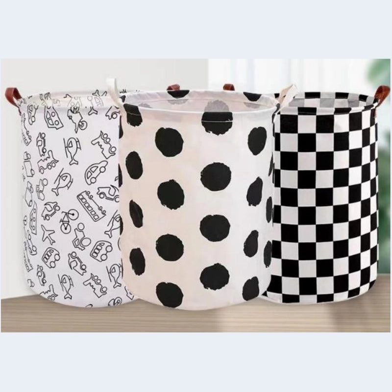 Triangle Pattern Letter Printed Plaid Fabric Storage Basket|Home Storage & Organization
