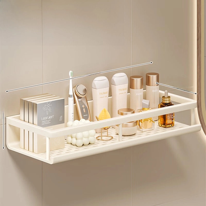Cream Style Punch-Free Toilet Storage Rack White Wall-Mounted Bathroom Shelf|Bathroom Storage Organizers