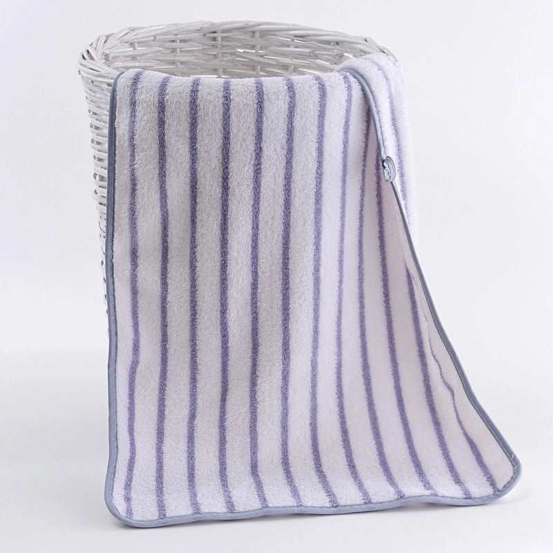 Coral Velvet Thick Absorbent Striped Face Towel Set | Home & Bath Towels