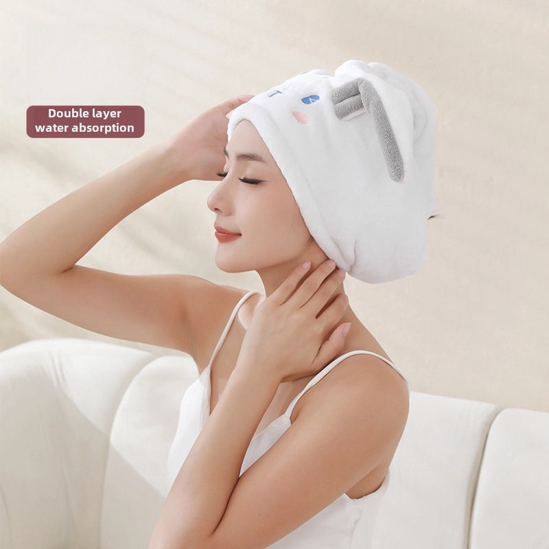 Coral Velvet Bamboo Charcoal Antibacterial Double-layer Hair Drying Towel Cap for Women | Hair Care Accessories