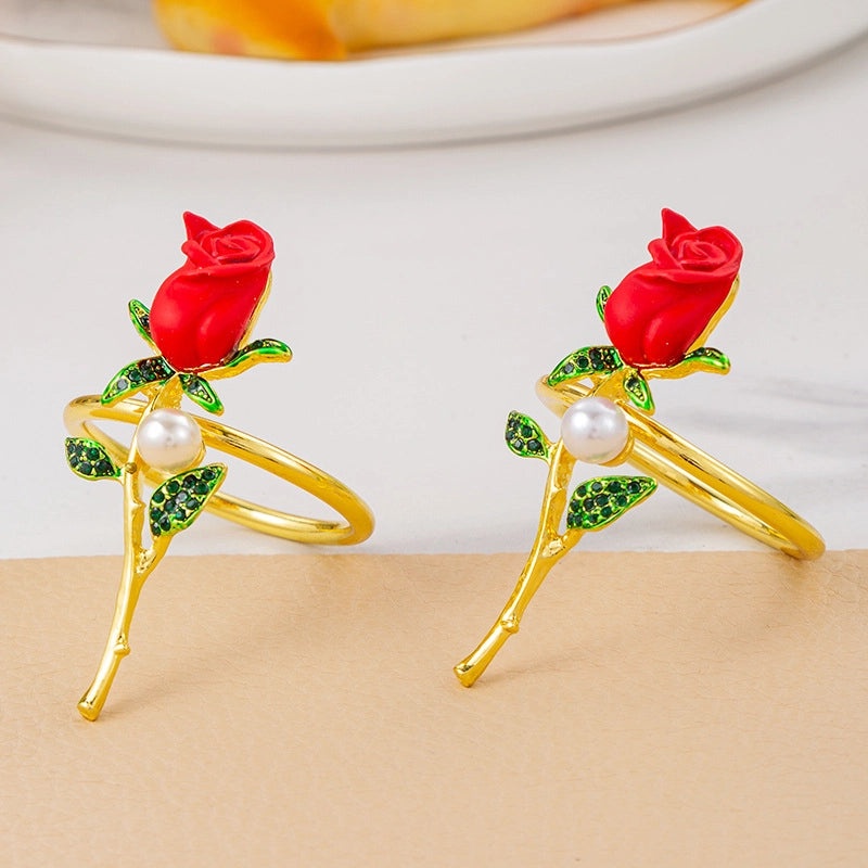 Elegant Red Heart Flower Stainless Steel Table Decoration for Valentine's Day | Home Decor