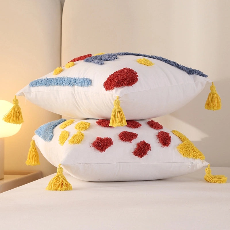 Tufted Rainbow Tassel Pillow Cover for Living Room Sofa Bay Window Cushion|Home Decor Cushions