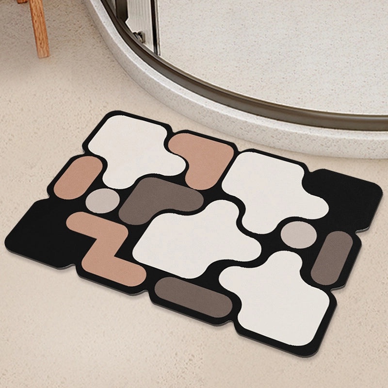 Geometric Diatom Mud Absorbent Bath Mat Non-Slip Soft Bathroom Rug|Bath Accessories