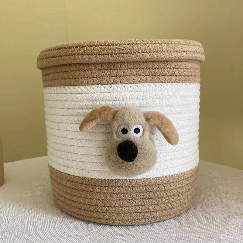 Adorable Cartoon Print Cotton Rope Storage Basket Organizer|Home Storage & Organization