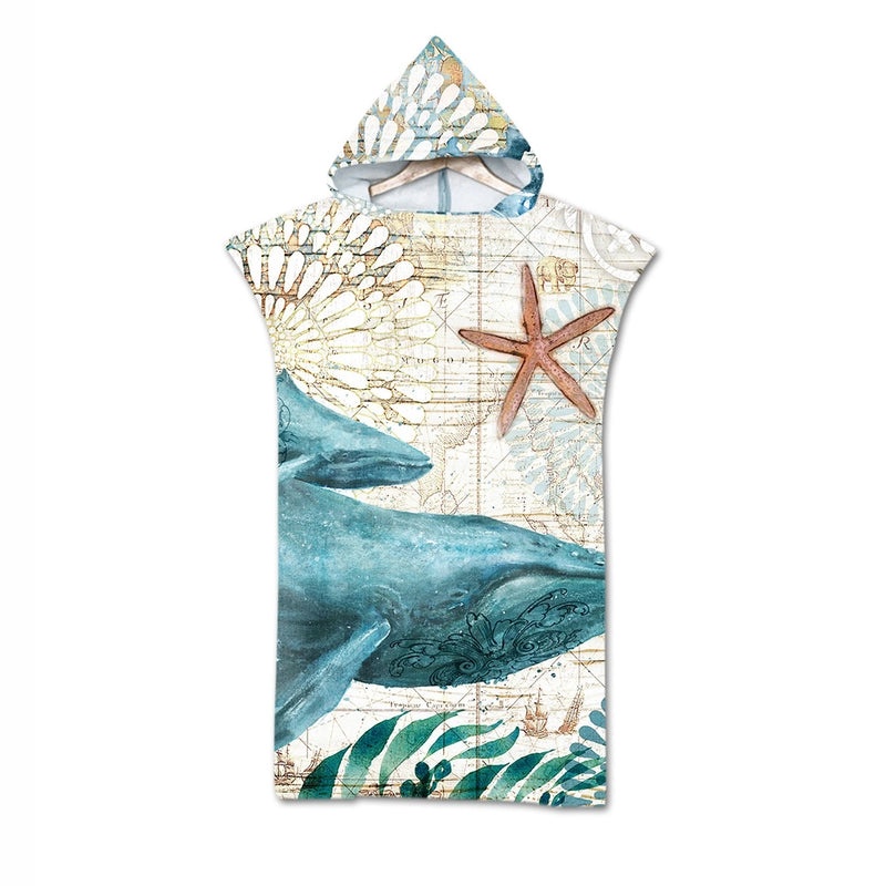Geometric Print Hooded Beach Towel for Adults Soft Absorbent Cloak Bath Towels|Bath & Beach Towels