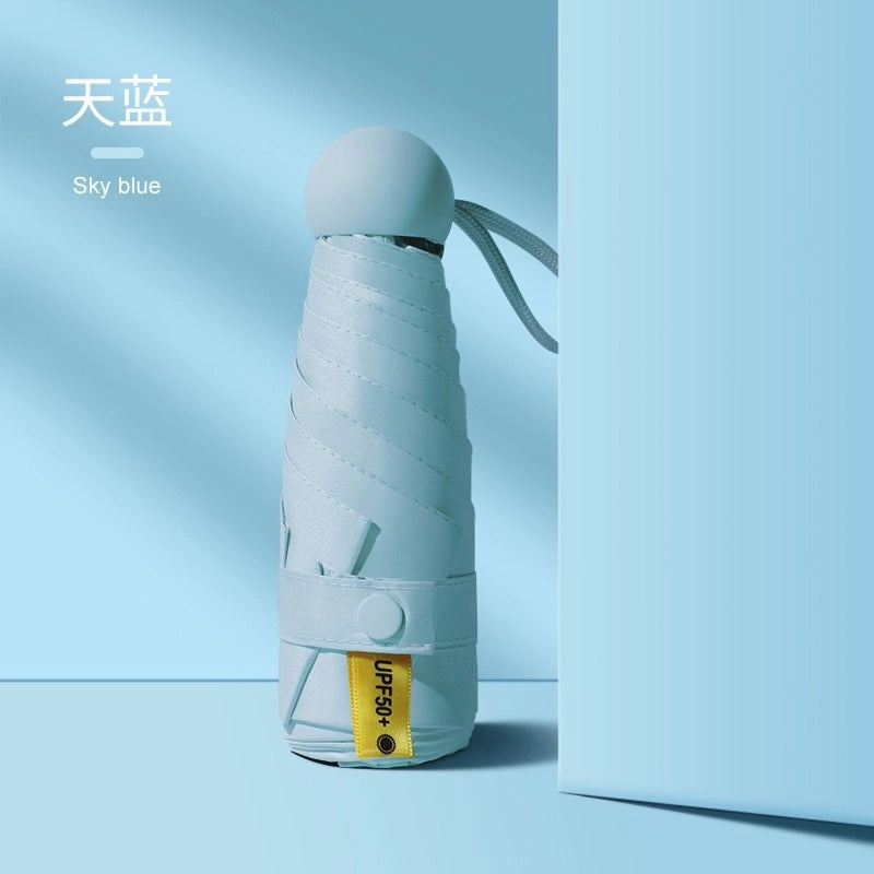 Contrast Color Folding Umbrella UV Protection Five-Rib Lightweight Compact Rain and Sunshade for Women|Umbrellas & Rain Gear