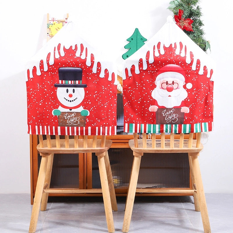 Minimalist Christmas Snowman Chair Cover Cartoon Holiday Festival Decor|Home & Living > Home Decor > Seasonal Decorations