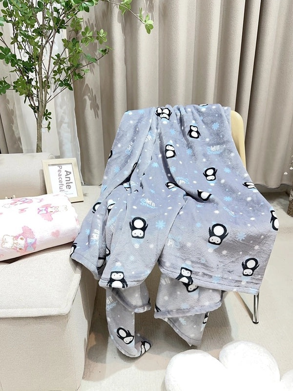 Cozy Cartoon Crayon Plush Flannel Blanket for Autumn Winter | Home & Living Bedding