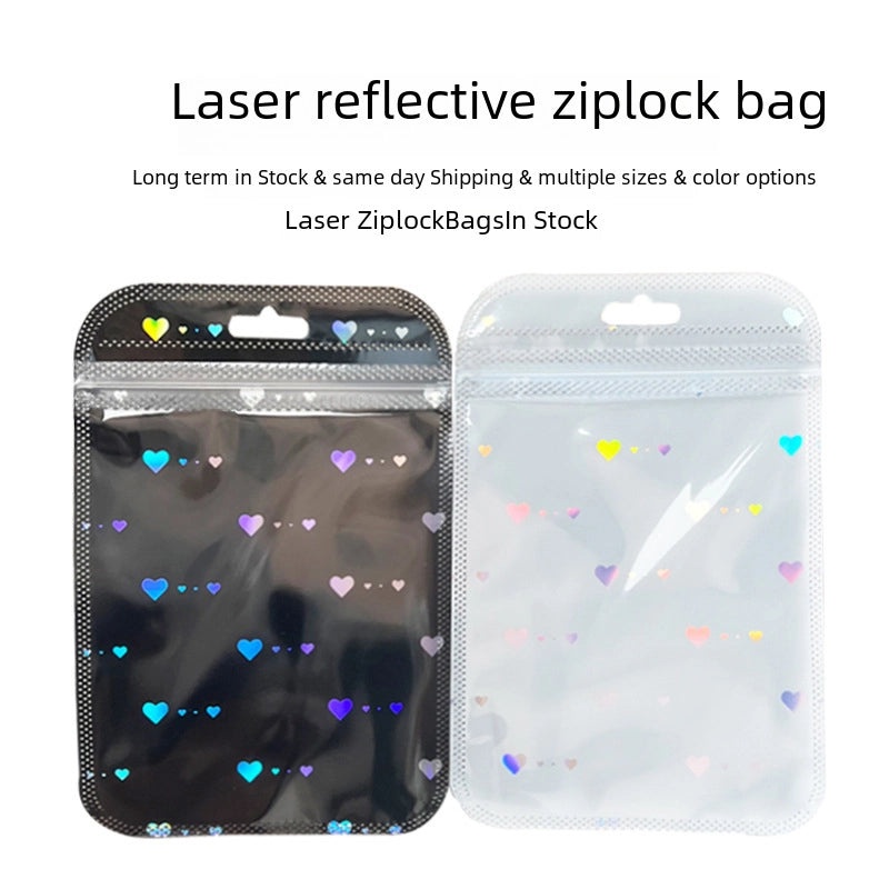 Yin Yang Lock Plastic Card Bag Small Gift Packaging Laser Self-Sealing Pocket for Jewelry|Jewelry Packaging