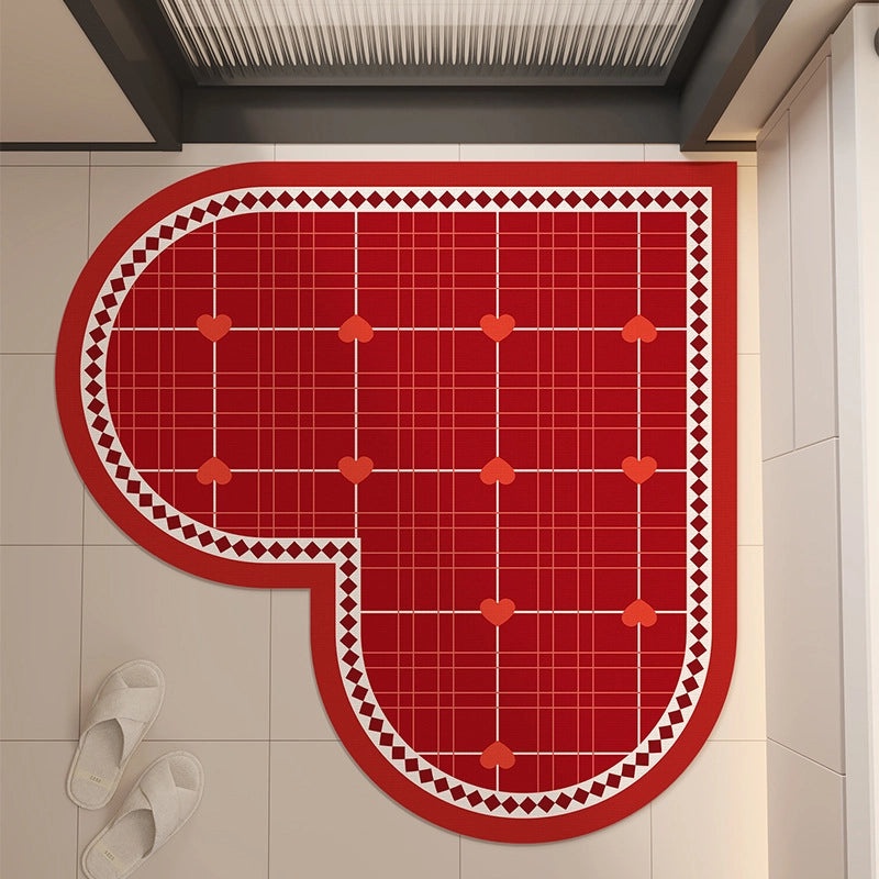 Elegant Heart-Shaped Diatomaceous Earth Bath Floor Mat Non-Slip Quick-Dry Absorbent Mat|Home & Living Bath Accessories