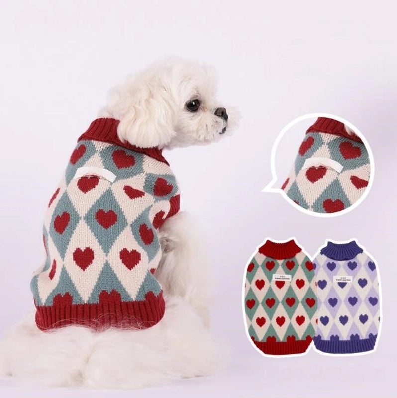 Adorable Yarn Heart Pattern Plush Pet Clothes|Pet Apparel and Accessories
