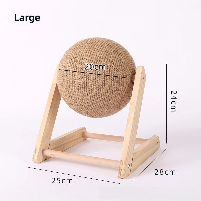 Durable Wooden Cat Scratching Post with Hand-Wound Rope Ball and Climbing Frame for Pets|Cat Toys & Accessories