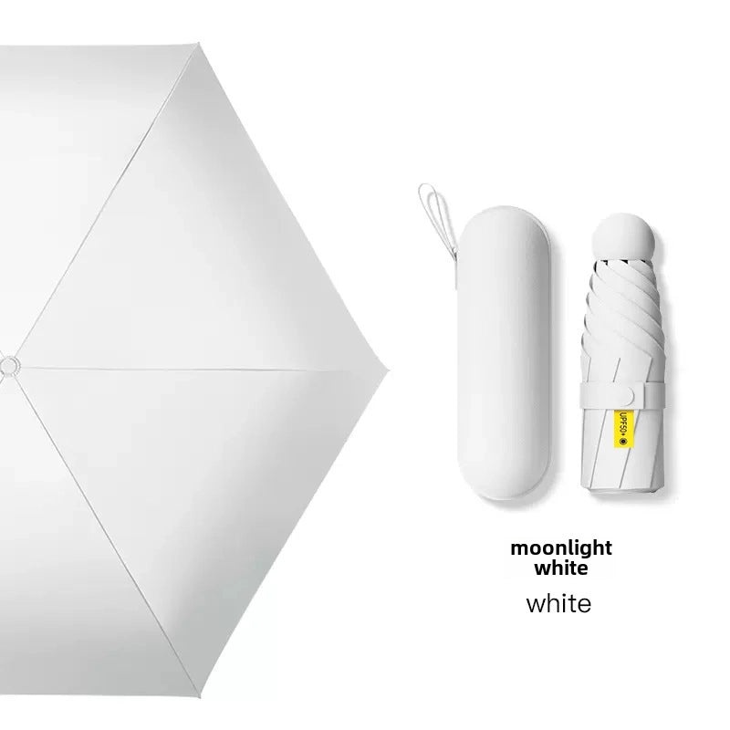 60% Foldable Sun Umbrella Women’s UV Protection Compact Portable Sunscreen Rainproof Dual-Use Mini Card Pocket|Umbrellas & Sun Protection