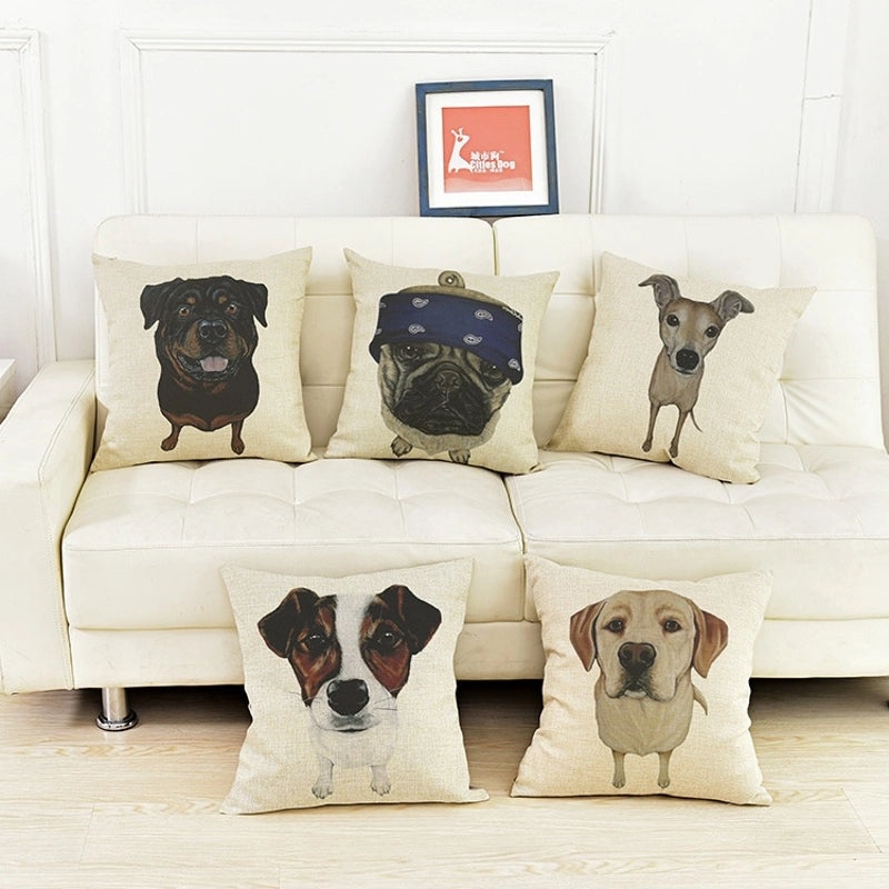 Adorable Dog Pattern Polyester Pillow Covers for Couch & Sofa Decor|Home Decor & Accessories