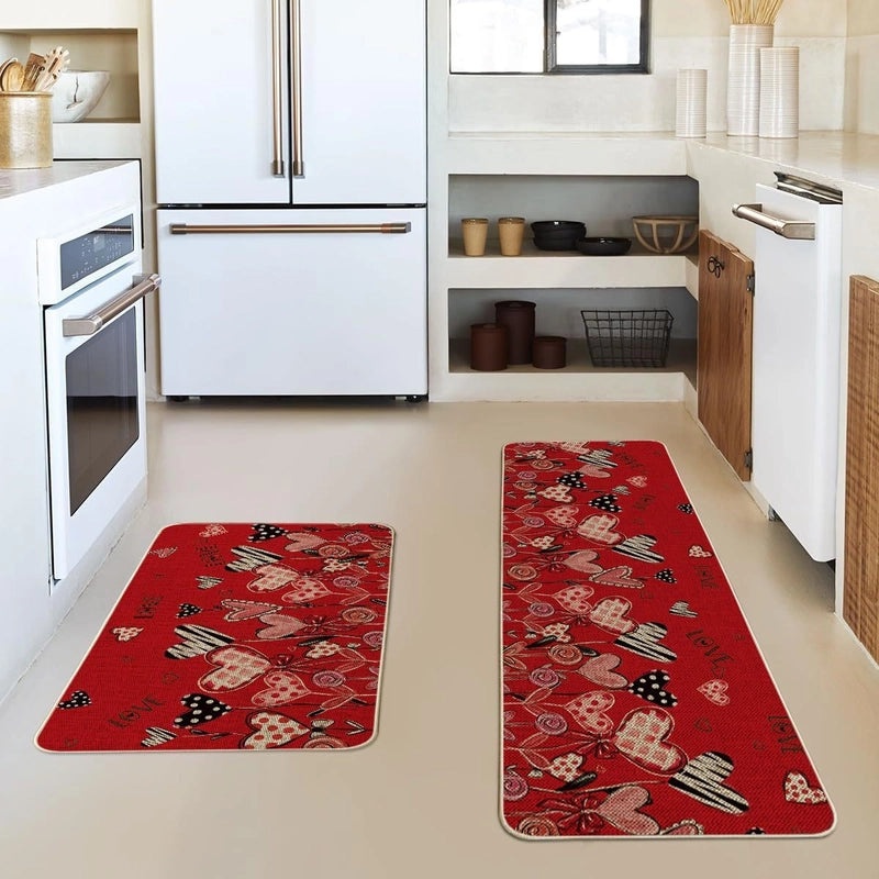 Valentine's Day Casual Elegant Heart-Shaped Striped Polyester Bath Rug|Home Decor Bath Rugs