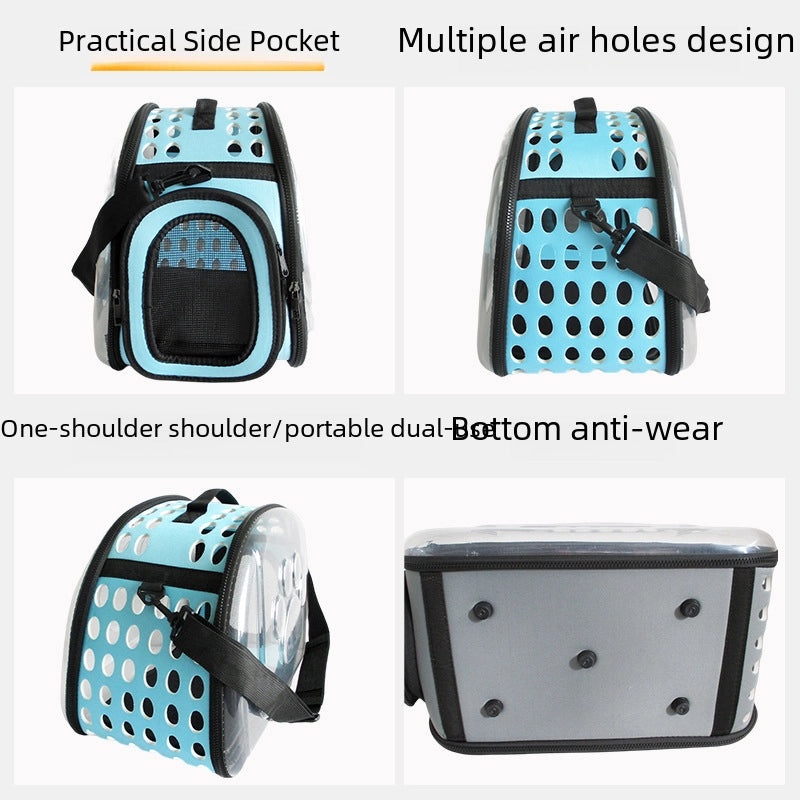 Portable Foldable Transparent Pet Carrier Backpack Large Capacity Breathable Outdoor Bag for Cats|Pet Carriers & Travel Accessories