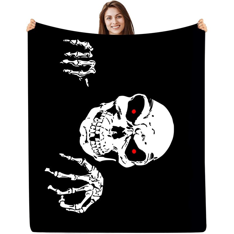 Halloween Floral Bat Skull Polyester Throw Blanket for Couch & Sofa | Home Decor