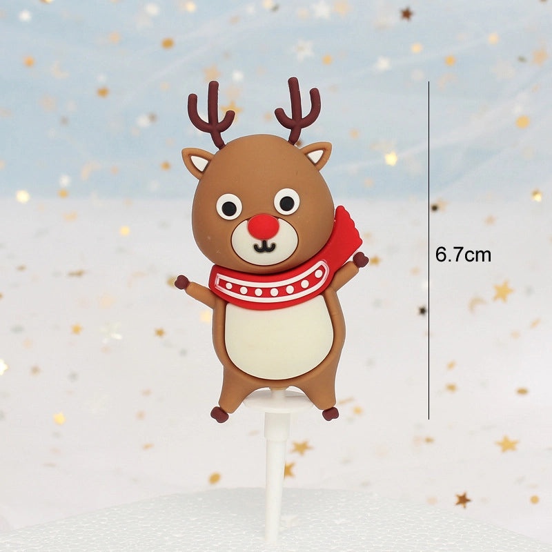 Christmas Cake Decoration Set Soft Glue Plug-in Christmas Tree Santa Snowman Reindeer Holiday Decor|Christmas Cake Decorations