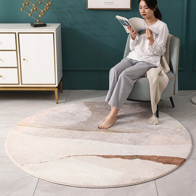 Nordic Minimalist Washable Round Carpet for Computer Chair Soft Luxury Study Bedroom Rug|Home Decor Rugs