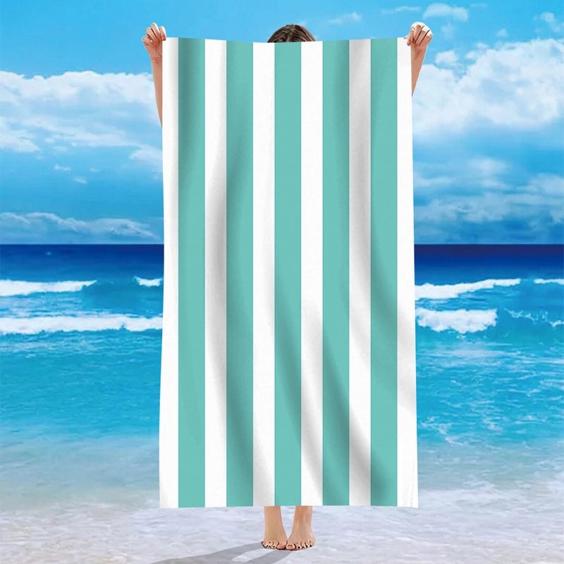 Personalized Single-Sided Velvet Microfiber Beach Towel with Striped Pattern|Beach Towels