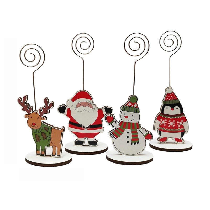 Christmas Penguin Santa Snowman Wooden Ornaments for Holiday Office and Home Table Decorations|Holiday Decorations