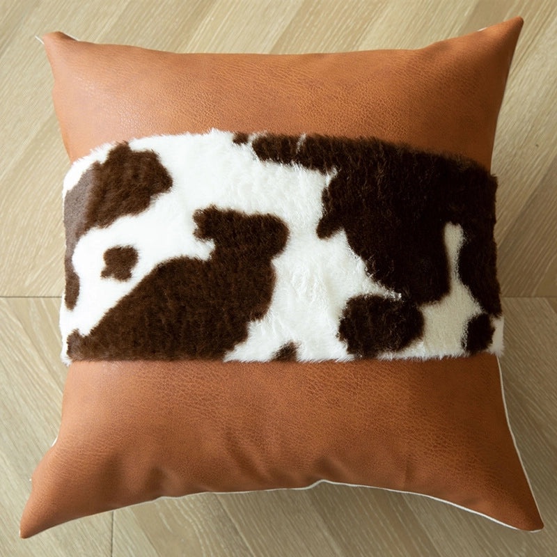 Colorful PU Leather Milk Fiber Decorative Throw Pillow|Home Decor Pillows
