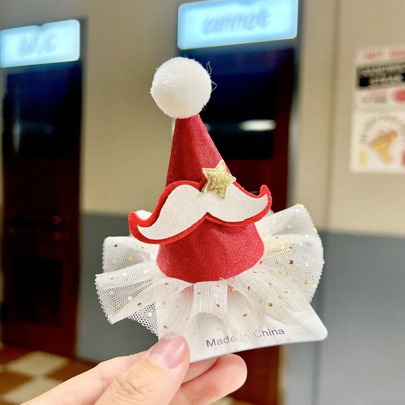 Christmas Small Hat Hair Clips Cute Reindeer Snowflake Hairpins Festive Holiday Accessories|Holiday Hair Accessories