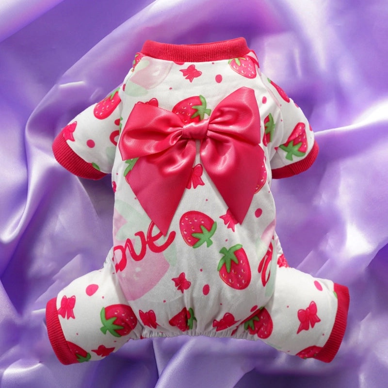 Valentine's Day Cherry Strawberry Pet Outfit Casual Polyester Apparel|Pet Clothing & Accessories